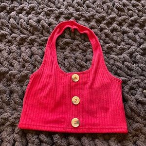 Halter Crop Top with Buttons